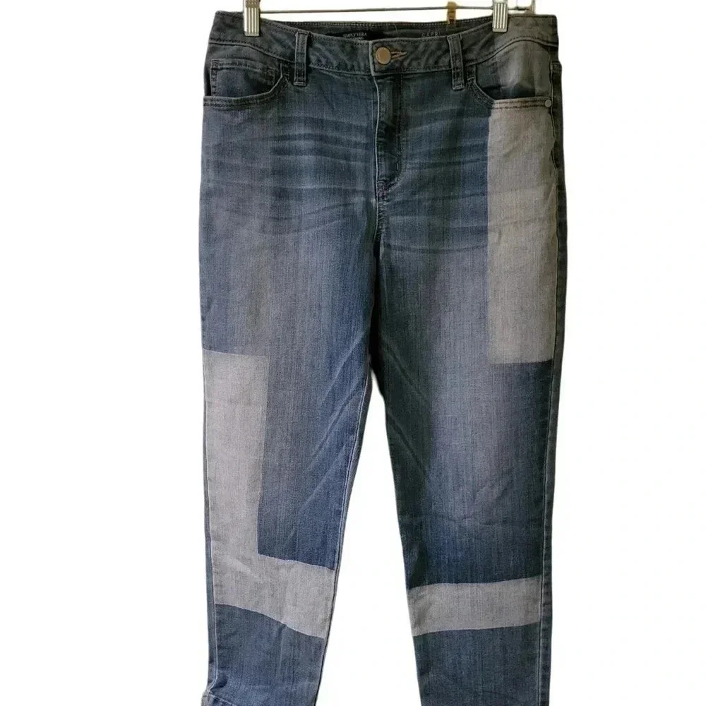Simply Vera-Vera Wang Color Block‎ Mid Rise Women's Denim Capris Size 8 - Picture 2 of 14